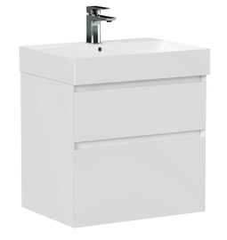 Тумба подвесная Allen Brau Infinity 60 с раковиной Sanovit Slim Synergy 60, белая матовая - фото, отзывы, цена