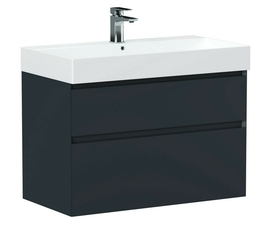 Тумба подвесная Allen Brau Infinity 85 1.210026.AM с раковиной Sanovit Slim Synergy 85 черной матовой, антрацит матовый - фото, отзывы, цена