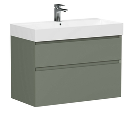 Тумба подвесная Allen Brau Infinity 85 1.210026.WM с раковиной Sanovit Slim Synergy 85 черной матовой, белая матовая - фото, отзывы, цена