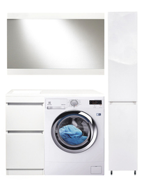 Тумба напольная Style Line El Fante Даллас 100 c раковиной и столешницей (под стиральную машину) Люкс, левая, белая - фото, отзывы, цена