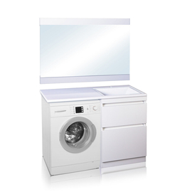 Тумба напольная Style Line El Fante Даллас 120 c раковиной и столешницей (под стиральную машину) Люкс, правая, белая - фото, отзывы, цена