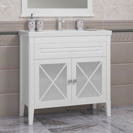 Тумба Opadiris Палермо 90 с раковиной Frame 90, белый матовый - фото, отзывы, цена