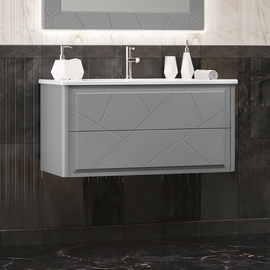 Тумба Opadiris Луиджи 100 с раковиной Эйфория 100, серый матовый - фото, отзывы, цена