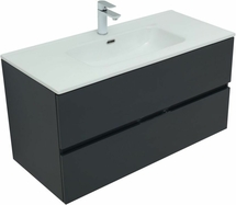 Тумба Aquanet Алвита New 100 2 ящика, антрацит с раковиной Aquanet Flat 100 - фото, отзывы, цена