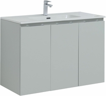Тумба Aquanet Алвита New 100 3 дверцы, серый с раковиной Aquanet Flat 100 - фото, отзывы, цена
