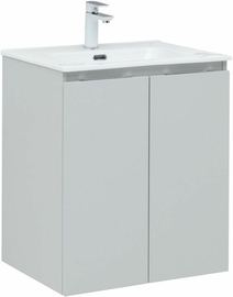 Тумба Aquanet Алвита New 60 2 дверцы, серый с раковиной Aquanet Flat 60 - фото, отзывы, цена