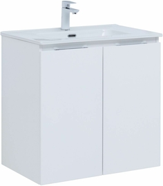 Тумба Aquanet Алвита New 70 2 дверцы, белый матовый с раковиной Aquanet Flat 70 - фото, отзывы, цена