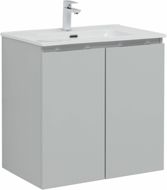 Тумба Aquanet Алвита New 70 2 дверцы, серый с раковиной Aquanet Flat 70 - фото, отзывы, цена