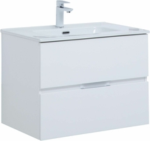 Тумба Aquanet Алвита New 70 2 ящика, белый матовый с раковиной Aquanet Flat 70 - фото, отзывы, цена