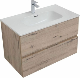 Тумба Aquanet Алвита New 80 2 ящика, дуб веллингтон белый с раковиной Aquanet Flat 80 - фото, отзывы, цена