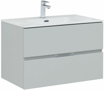 Тумба Aquanet Алвита New 80 2 ящика, серый с раковиной Aquanet Flat 80 - фото, отзывы, цена