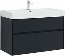 Тумба Aquanet Бруклин 100 антрацит матовый с раковиной Sanovit Slim Synergy 100 - фото, отзывы, цена