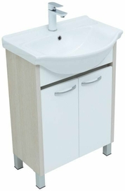 Тумба Aquanet Донна 60 белый дуб/белый, 2 дверцы с раковиной Shenxin 60 0060 - фото, отзывы, цена