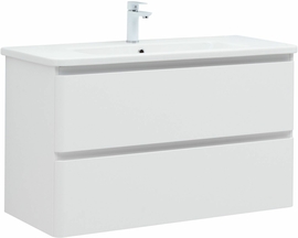 Тумба Aquanet Эмбер 105 белый матовый с раковиной Sanovit Luxury 105 - фото, отзывы, цена