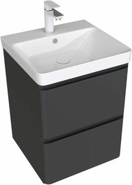 Тумба Aquanet Эмбер 50 черный матовый с раковиной Sanovit Luxury 50 - фото, отзывы, цена