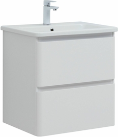 Тумба Aquanet Эмбер 60 белый матовый с раковиной Sanovit Luxury 60 - фото, отзывы, цена