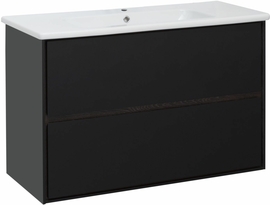 Тумба Aquanet Милан 100 черный глянец с раковиной Aquanet Flat 100 - фото, отзывы, цена