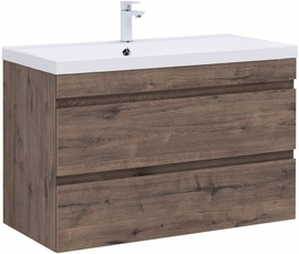 Тумба Aquanet Нота New 100 дуб веллингтон табак с раковиной Aquanet Нота 100 - фото, отзывы, цена