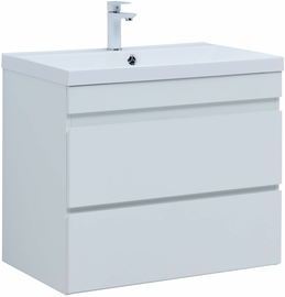 Тумба Aquanet Нота New 75 2 ящика, белый глянец с раковиной Aquanet Нота 75 - фото, отзывы, цена