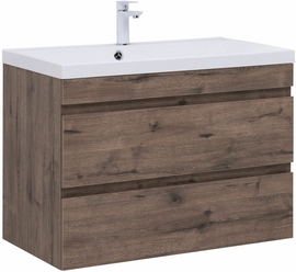 Тумба Aquanet Нота New 90 дуб веллингтон табак с раковиной Aquanet Нота 90 - фото, отзывы, цена