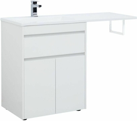 Тумба Aquanet Токио 68 белый, напольная, 1 ящик, 2 дверцы с раковиной Эстет Даллас 130 L - фото, отзывы, цена