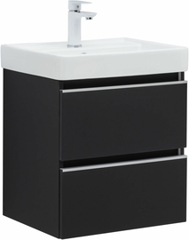 Тумба Aquanet Вега 50 черный с раковиной Aquanet Ирис 50 - фото, отзывы, цена