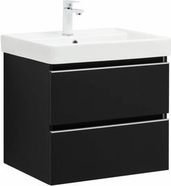 Тумба Aquanet Вега 60 черный с раковиной Aquanet Flat 60 - фото, отзывы, цена