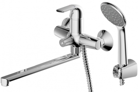 Смеситель для ванны Bravat с душ. излив 300 мм+ шланг/душ Fit, F6135188CP-LB-RUS - фото, отзывы, цена