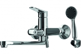 Смеситель для ванны Bravat с душем излив 300 мм + шланг/душ Eco, F6111147C-LB - фото, отзывы, цена