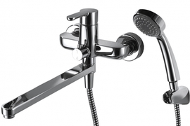 Смеситель для ванны и душа Bravat излив 300 мм + шланг/душ Stream, F63783C-LB - фото, отзывы, цена