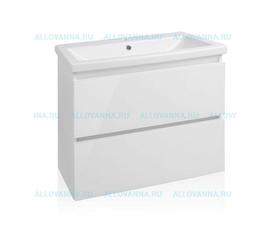 Тумба подвесная Style Line El Fante Даймонд 70 фасад СТЕКЛО и умывальник Комо 70 Люкс белая - фото, отзывы, цена