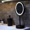 Зеркало с LED-подсветкой двухстороннее, стандартное и с 3-х кратным увеличением Wasserkraft, 1005BLACK - фото, отзывы, цена