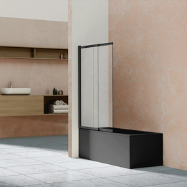 Душевая шторка на ванну Vincea VSB-1E100CLB, 1000x1450, матовый черный, стекло прозрачное - фото, отзывы, цена