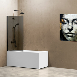 Душевая шторка на ванну Vincea VSB-11800CLB, 800x1400, черный, стекло тонированное - фото, отзывы, цена