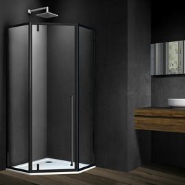 Душевой уголок Vincea Penta VSP-3P100CLB, 1000x1000, черный, стекло прозрачное - фото, отзывы, цена