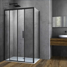 Душевой уголок Vincea Soft VSR-3SO9012CLB, 1200x900, черный, стекло прозрачное - фото, отзывы, цена