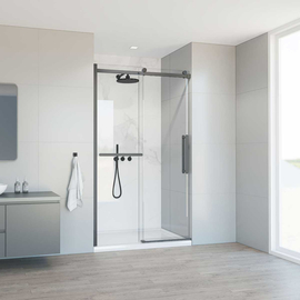 Душевая дверь Vincea Como Soft VDS-1CS130CLGM, 1300, вороненая сталь, стекло прозрачное - фото, отзывы, цена