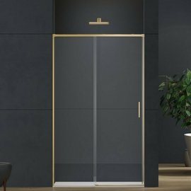 Душевая дверь Vincea Soft 2 VDS-3SO2140CLG, 1400, брашированное золото, стекло прозрачное - фото, отзывы, цена