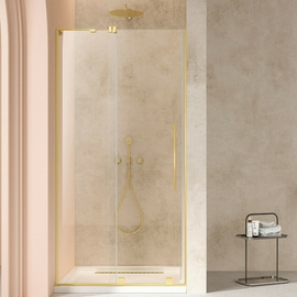 Душевая дверь Vincea Walk-In VDS-4WSL120CLG-L, 1200, брашированное золото, стекло прозрачное, левая - фото, отзывы, цена