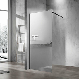 Душевая перегородка Vincea Walk-In 1000, VSW-1H100MRB, черная, стекло зеркальное - фото, отзывы, цена