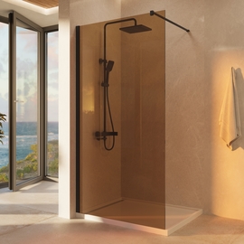 Душевая перегородка Vincea Walk-In 900, VSW-1H900GSB, черная матовая, стекло янтарь - фото, отзывы, цена