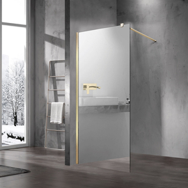 Душевая перегородка Vincea Walk-In 900, VSW-1H900MRG, брашированное золото, стекло зеркальное - фото, отзывы, цена