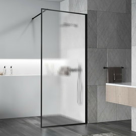 Душевая перегородка Vincea Walk-In 1000, VSW-1HP100FLB, черная матовая, стекло рифленое - фото, отзывы, цена