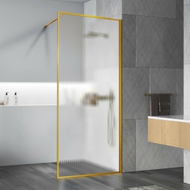 Душевая перегородка Vincea Walk-In 1000, VSW-1HP100FLBG, брашированное золото, стекло рифленое - фото, отзывы, цена