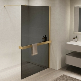 Душевая перегородка Vincea Walk-In 1000, VSW-1HR100CGG, брашированное золото, стекло тонированное - фото, отзывы, цена