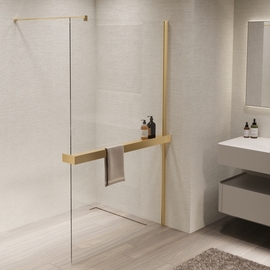 Душевая перегородка Vincea Walk-In 1000, VSW-1HR100CLG, брашированное золото, стекло прозрачное - фото, отзывы, цена