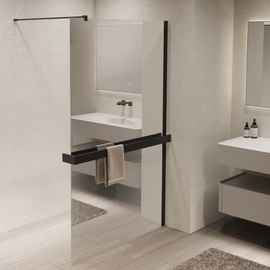 Душевая перегородка Vincea Walk-In 1000, VSW-1HR100MRB, черная, стекло зеркальное - фото, отзывы, цена