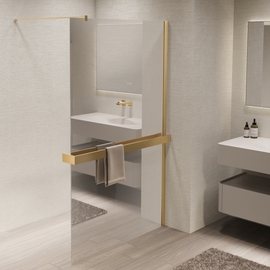 Душевая перегородка Vincea Walk-In 1000, VSW-1HR100MRG, брашированное золото, стекло зеркальное - фото, отзывы, цена