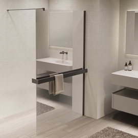 Душевая перегородка Vincea Walk-In 1000, VSW-1HR100MRGM, вороненая сталь, стекло зеркальное - фото, отзывы, цена