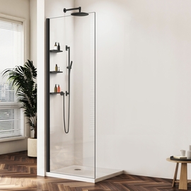 Душевая перегородка Vincea Walk-In 800, VSW-1HWS800CLB, черная матовая, стекло прозрачное - фото, отзывы, цена